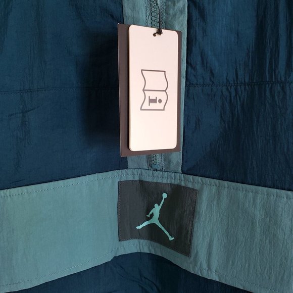 Air Jordan Wings 1/2 zip SAMPLE 🔥 Windwear Jacket Men Medium Teal Green/Indigo - Picture 3 of 10